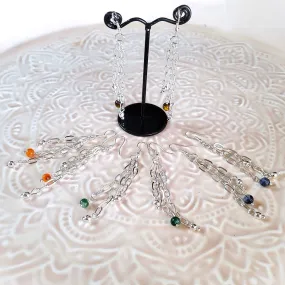 Boucle d'oreille chaine argentée et Pierre 