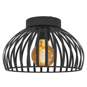 Zwarte industriële plafondlamp staal, Egine